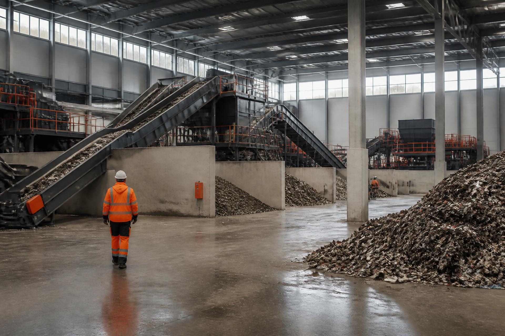 Modern material recovery hall processing residual streams